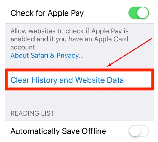 Clear history and data on iPhone