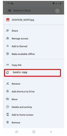 Google Drive Send a Copy
