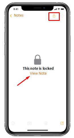 Lock note on iPhone