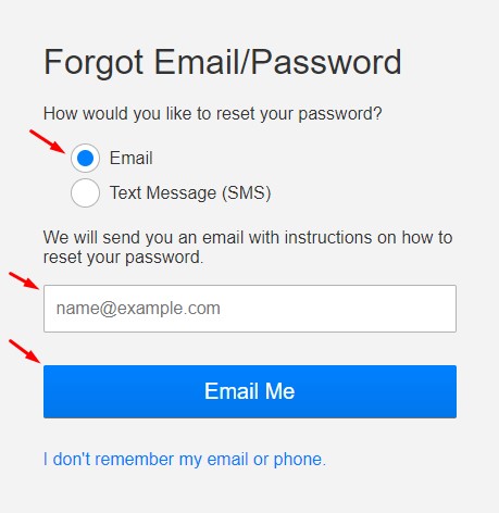 Reset Netflix password via email