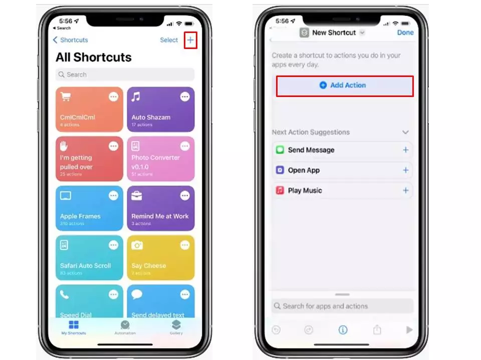 Shortcuts App Add Action