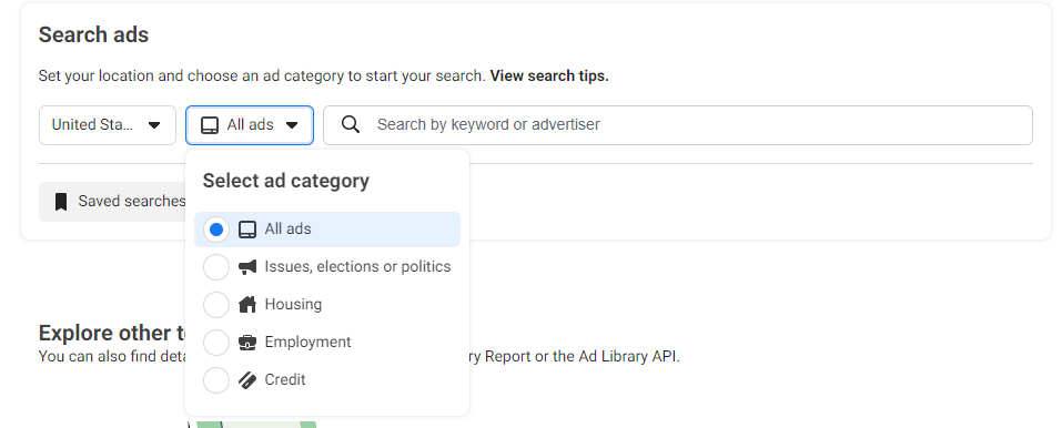 View Competitors’ Display Ads On Facebook - search category